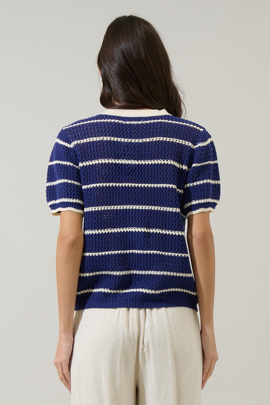 Seaside Stripe Crochet Top - Charley's Boutique
