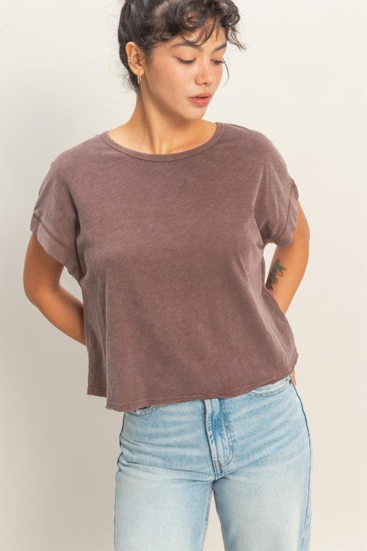 Open Back Top Chocolate - Charley's Boutique