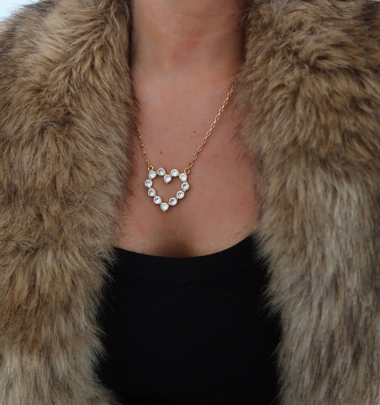 Large Diamond Heart Necklace by CHANSUTTPEARLS