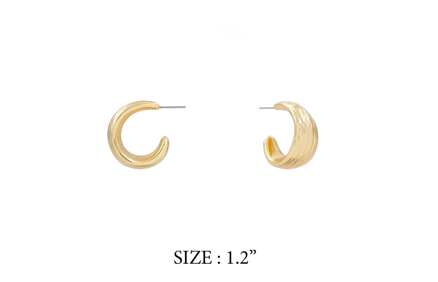 Gold Textured Hoop Earrings 1.25" - Charley's Boutique