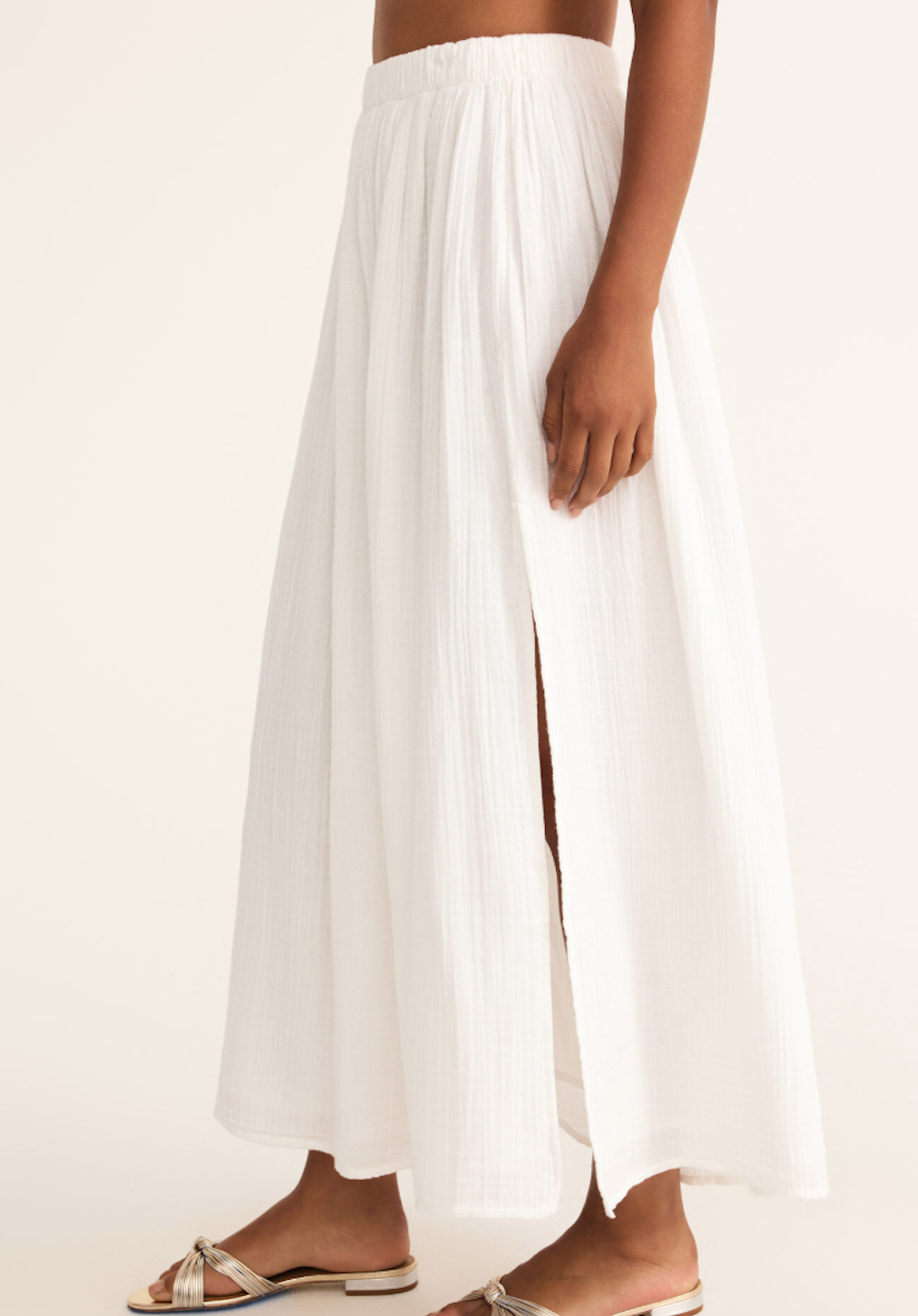 ★LEE★ Women's Cotton Pleated Long Skirt White LE2501SR02WH GZWYHT Skirts for Women,Maxi Skirt Ladies Solid Color