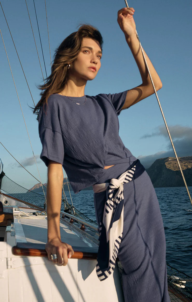 【Rest&Recreation】U-NECK LOGO CLIP TOP Z Supply: Sway Textured Crop Tee | Charley's Boutique
