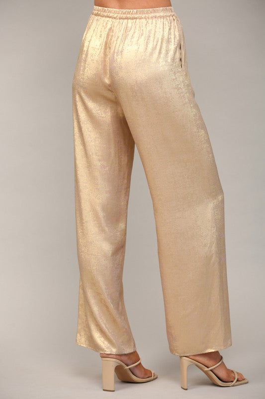 metallic holiday pants elastic waist