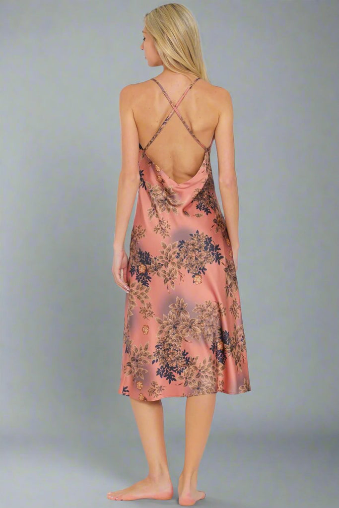 FLORAL COWL NECK DRESS