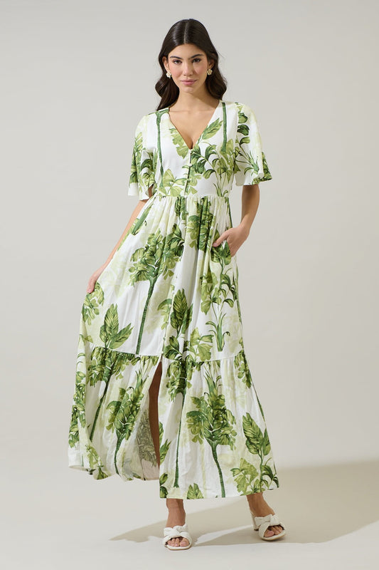 Tropical Flutter Maxi Dress - Charley's Boutique