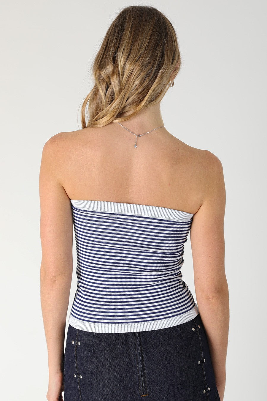 Coastal Stripe Tube Top: Navy/White