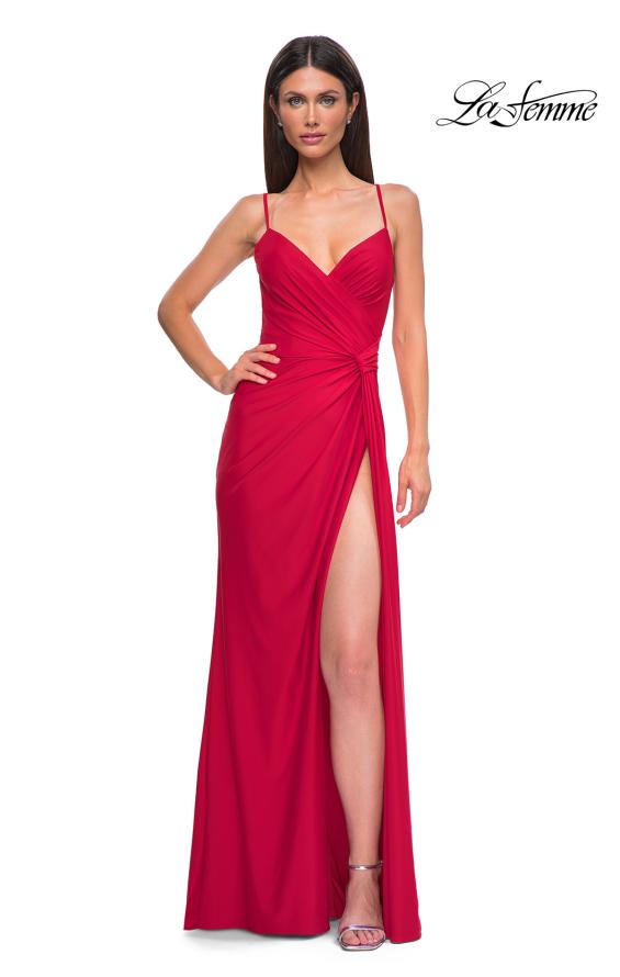 red jersey gown