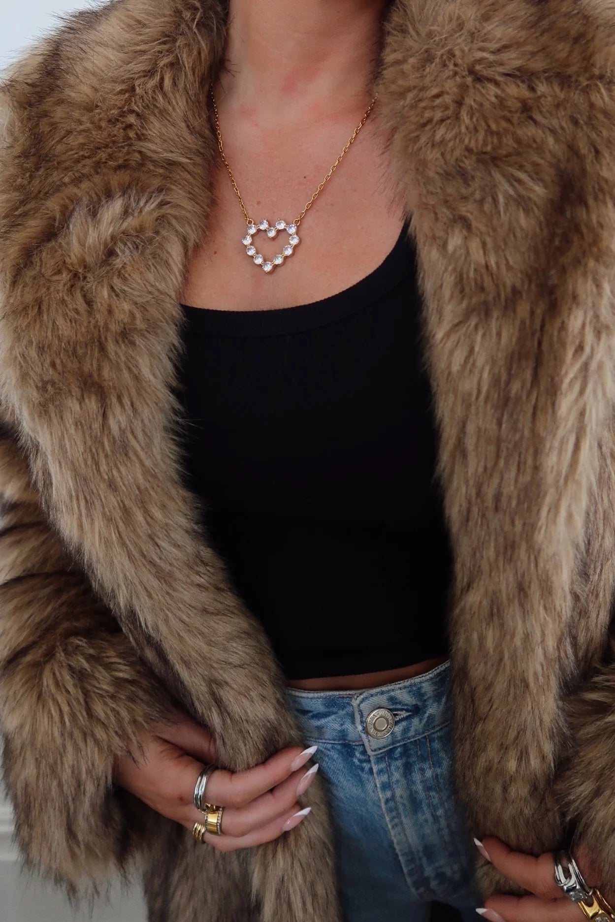 Large Diamond Heart Necklace by CHANSUTTPEARLS