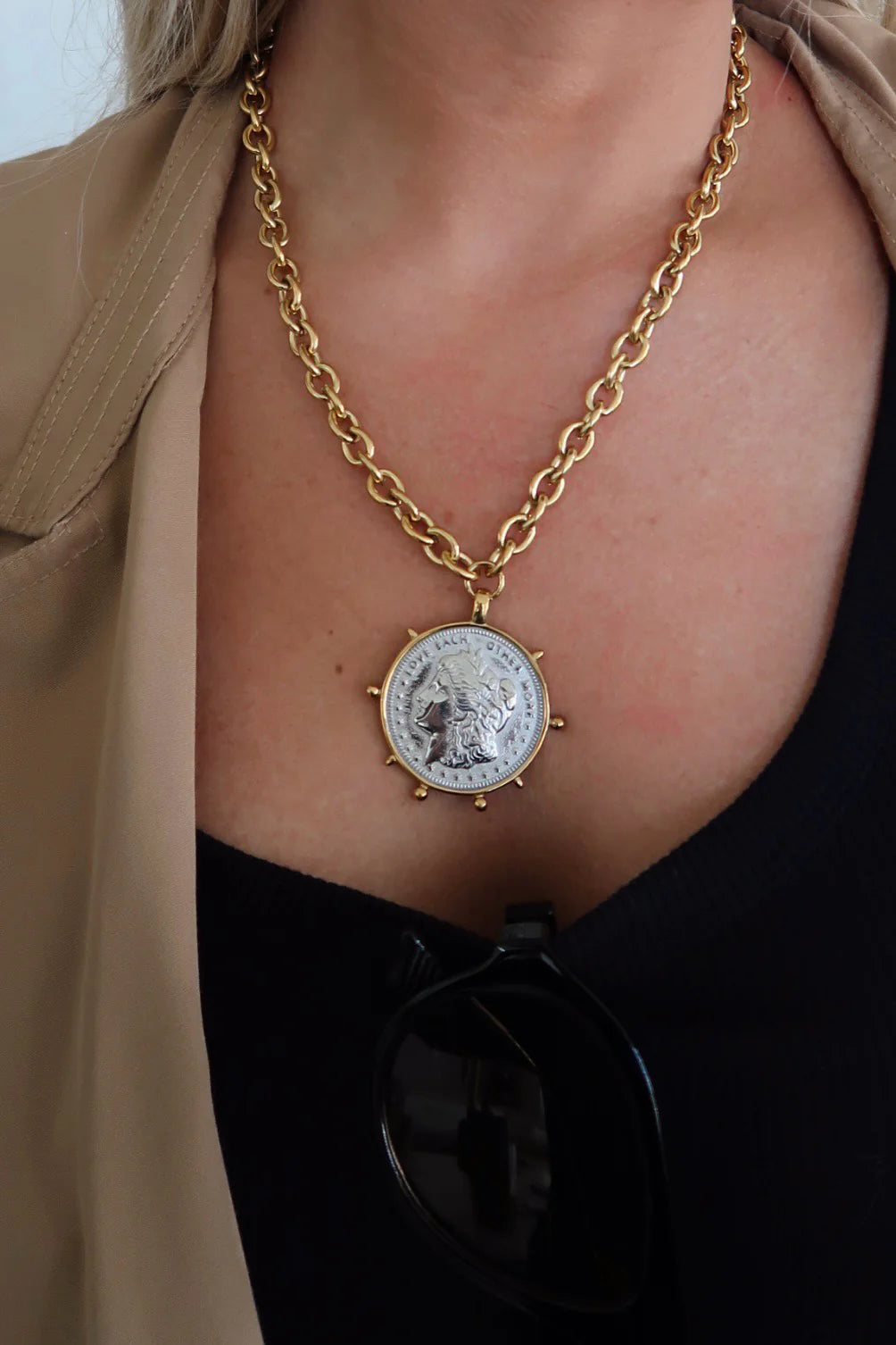 Two Tone Coin Necklace