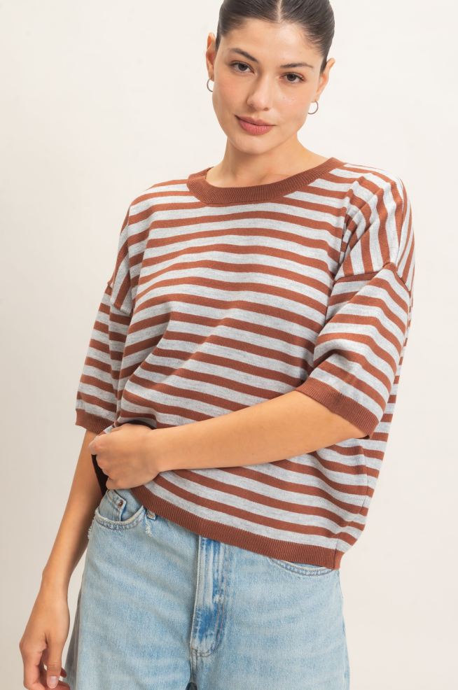 Coffee & Blue Comfy Top