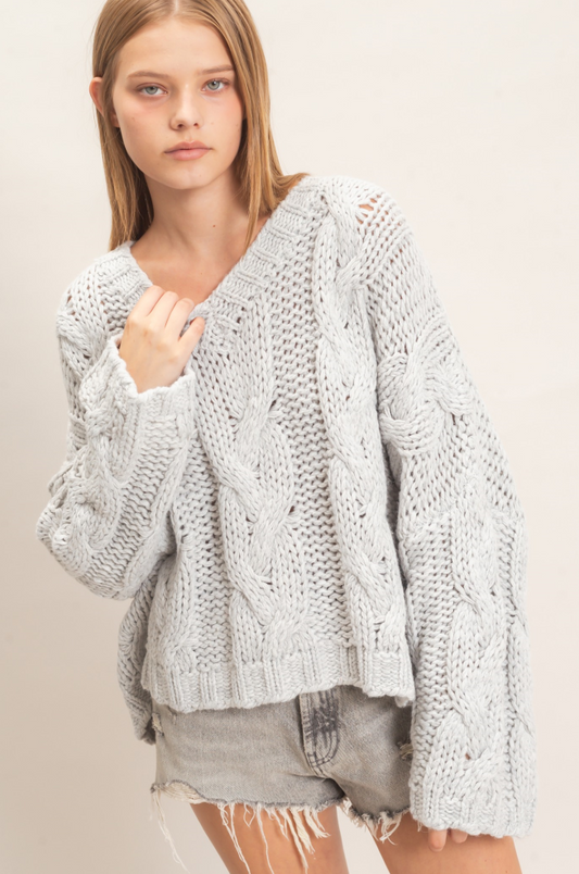 The Cozy Cable Sweater: Grey