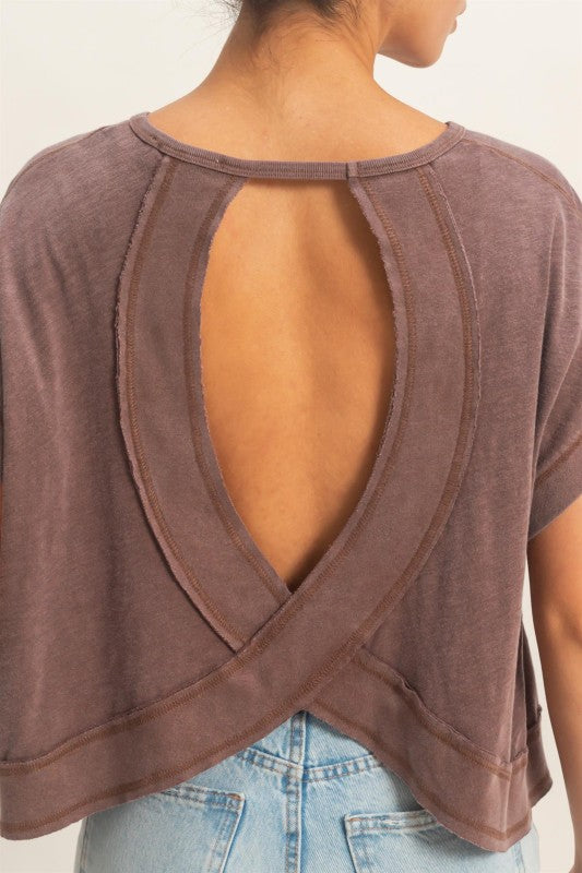 Open Back Top Chocolate - Charley's Boutique