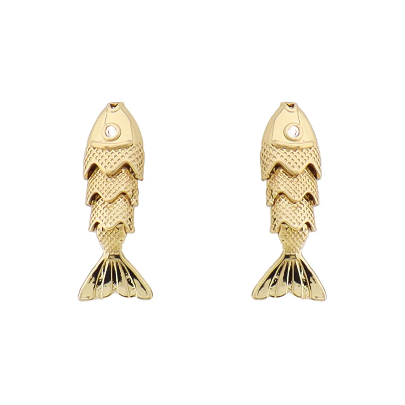 Gold Metal Fish Earrings