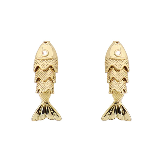 Gold Metal Fish Earrings