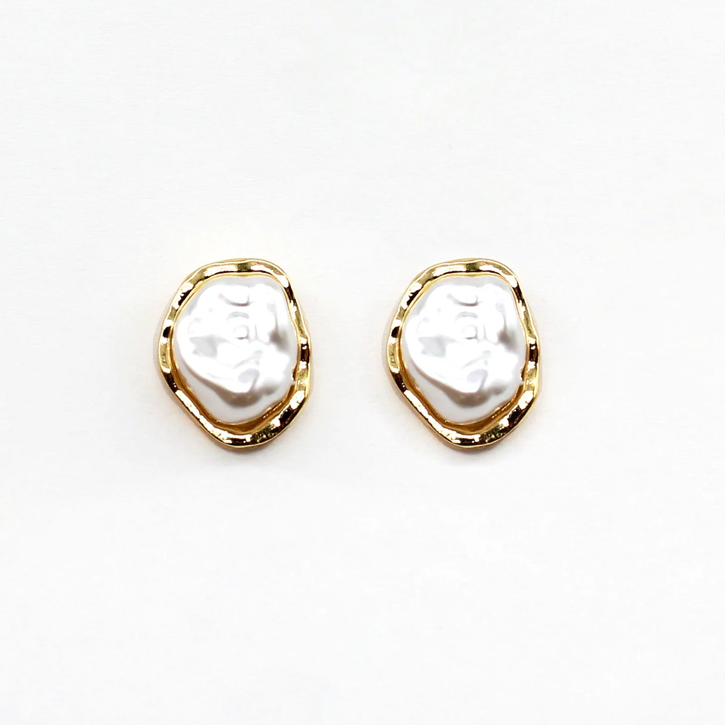 Freshwater Pearl Gold Color Stud Earrings - Charley's Boutique