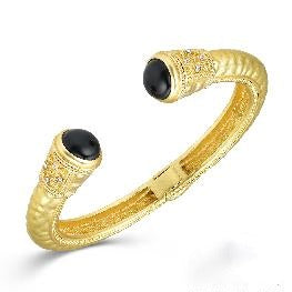 Cuff Bracelet with Black Crystal Accent - Charley's Boutique