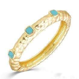 Hinged Bracelet with Turquoise Accents - Charley's Boutique