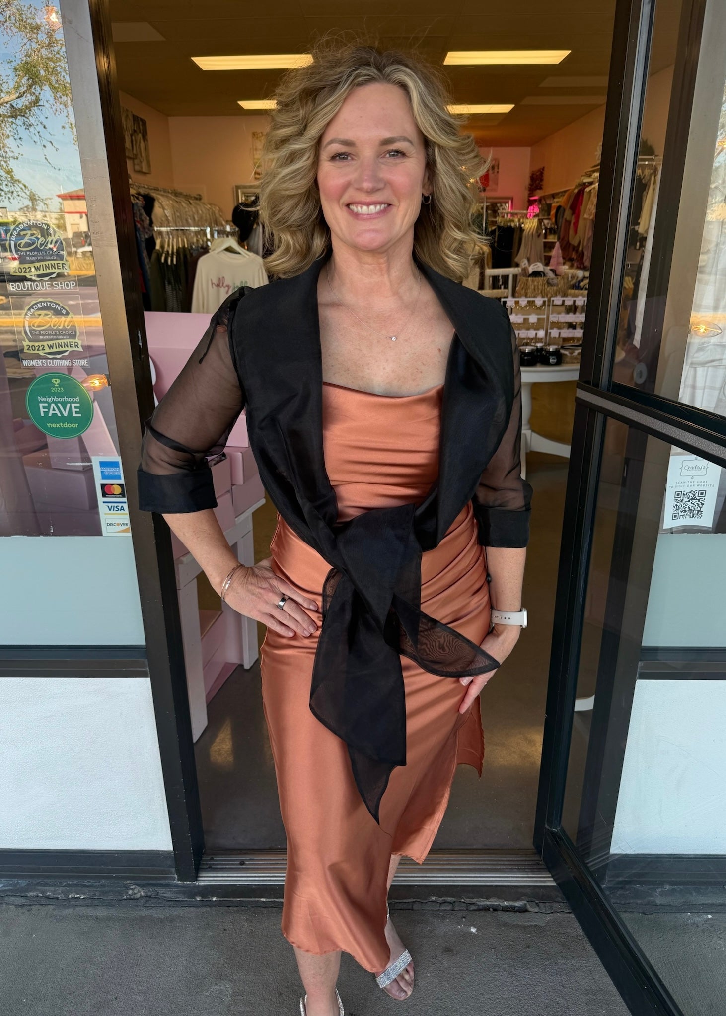 Adrianna Papell Organza Wrap Jacket Charley's Boutique