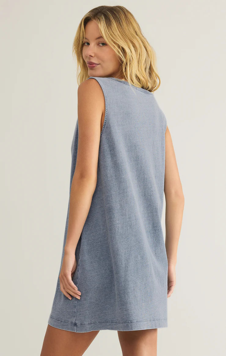 Z Supply: Sloane V Neck Knit Denim Dress - Charley's Boutique