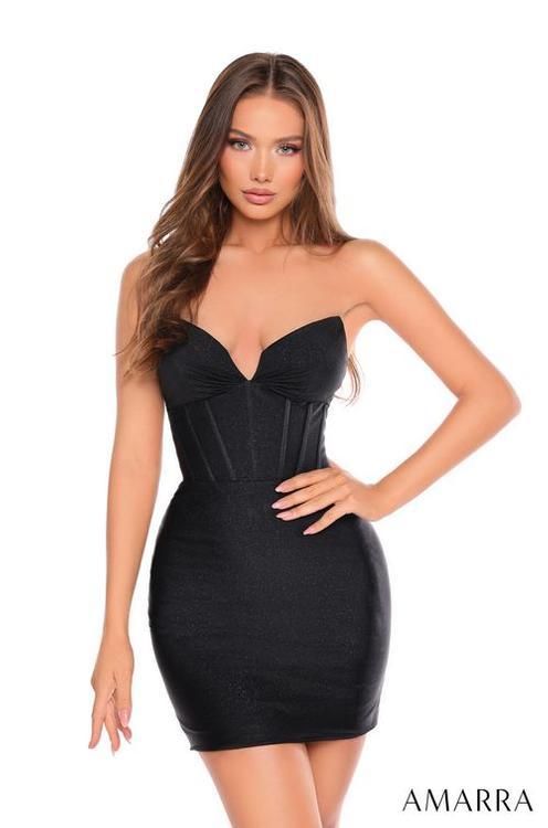 strapless fitted jersey corset black
