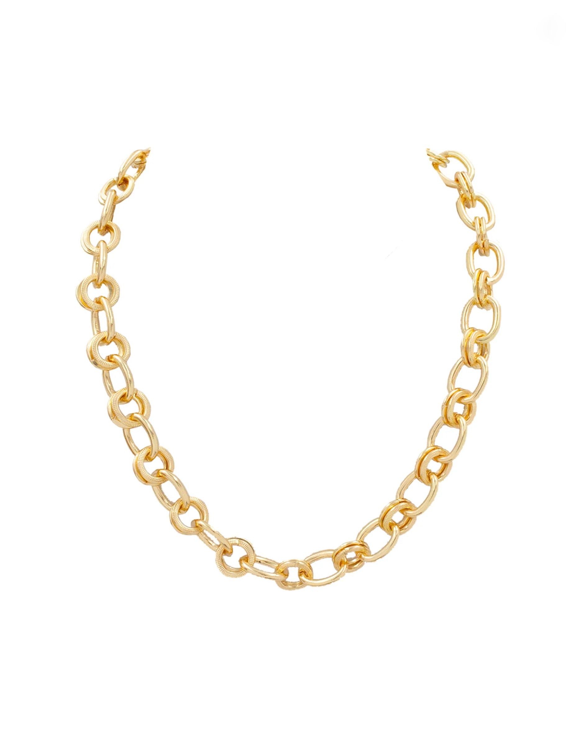 Textured Gold Link Necklac - Charley's Boutique