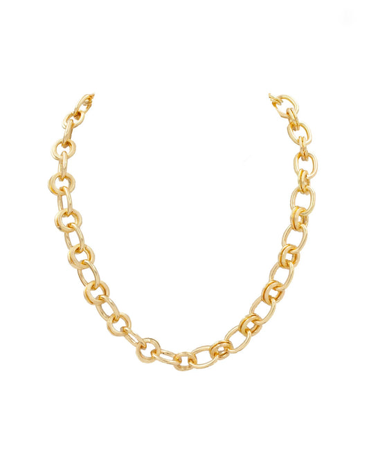 Textured Gold Link Necklac - Charley's Boutique