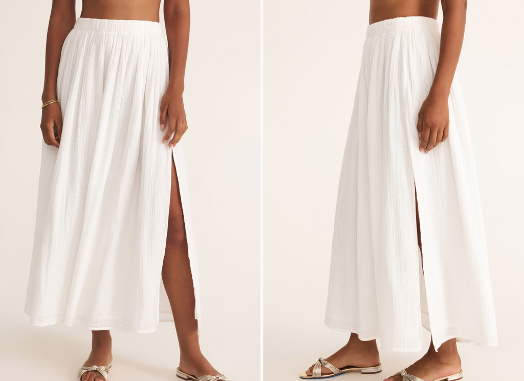 flowing gauze midi skirt