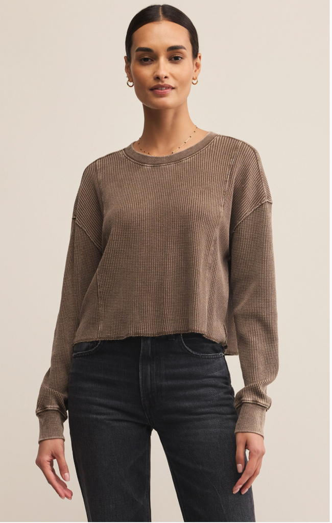 long sleeve waffle thermal top