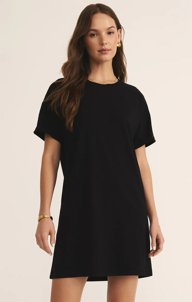 jersey black mini dress 100% cotton