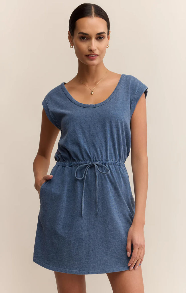 jersey denim mini dress