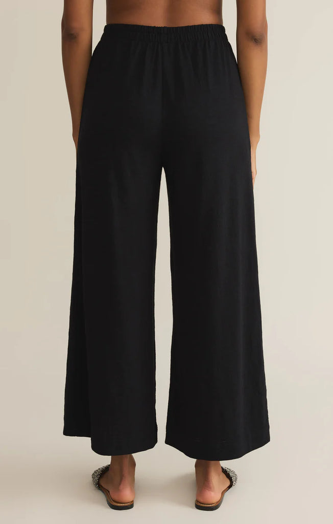 high rise textured pants blac