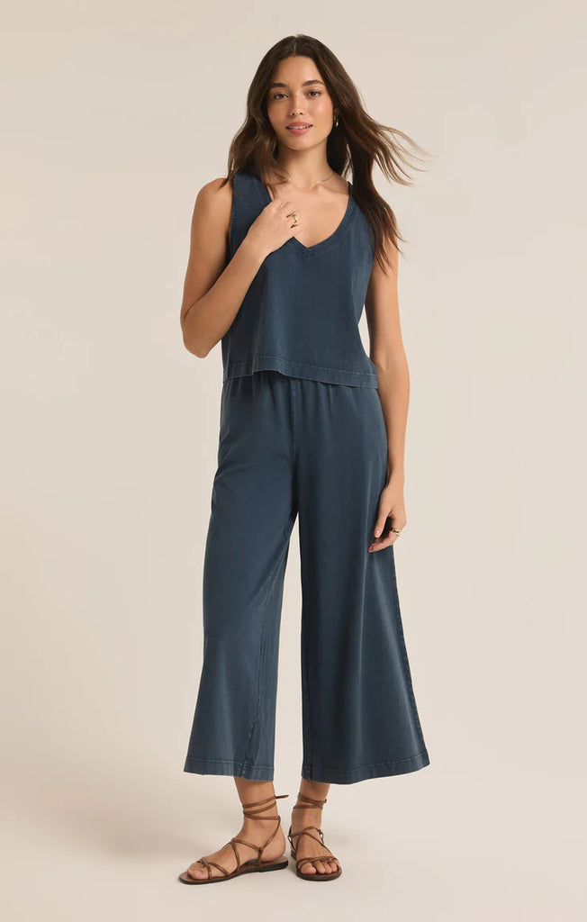 Cotton jersey v neck tank midnight color