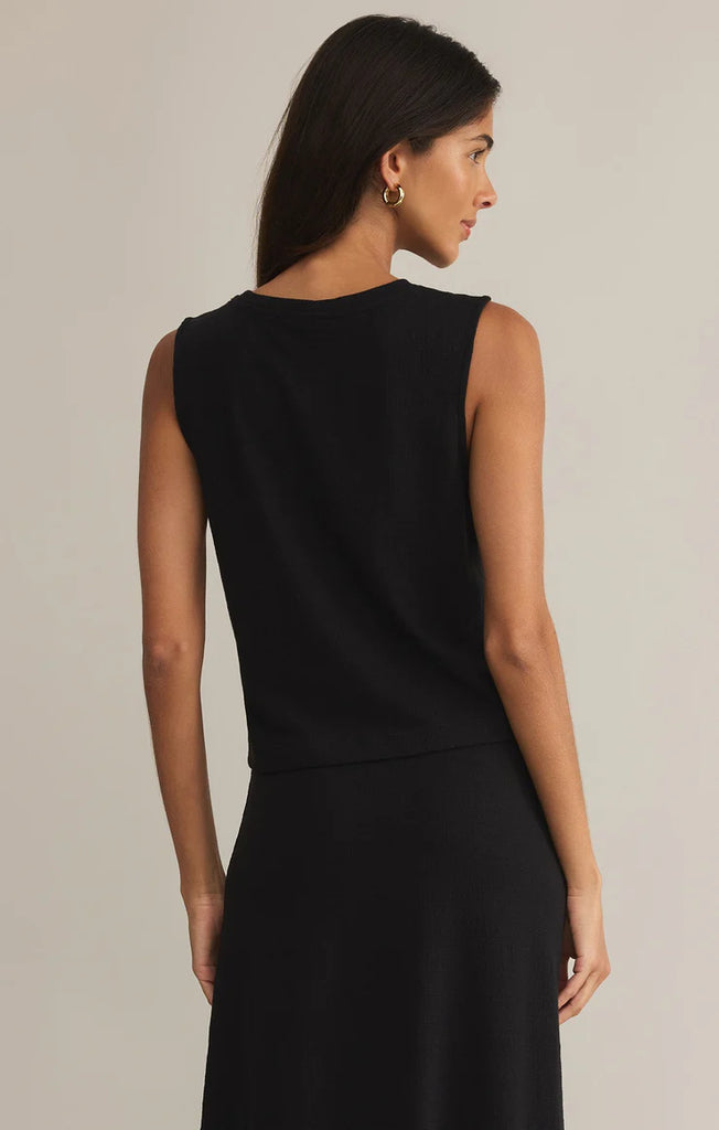 black textured scoop neck top