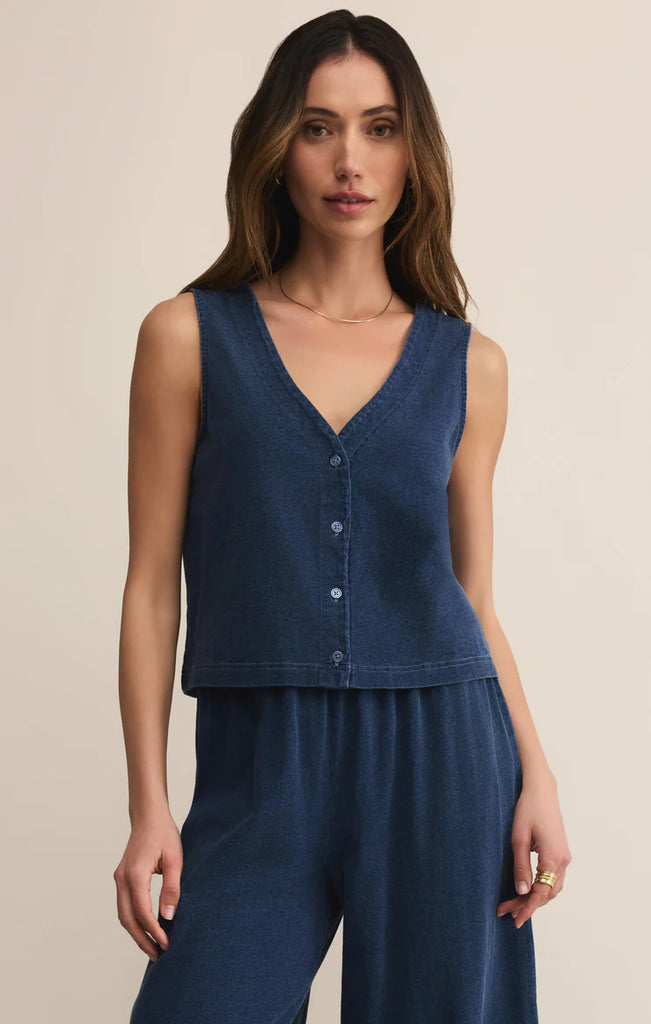 Z Supply: Solace Jersey Denim Top