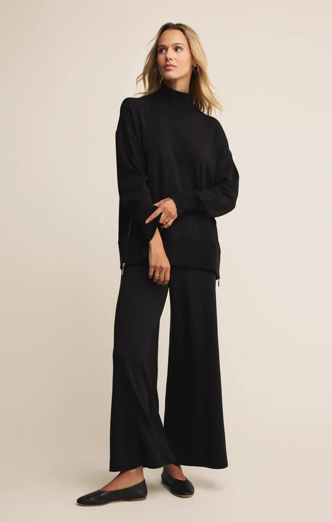 mock neck top with side zippers