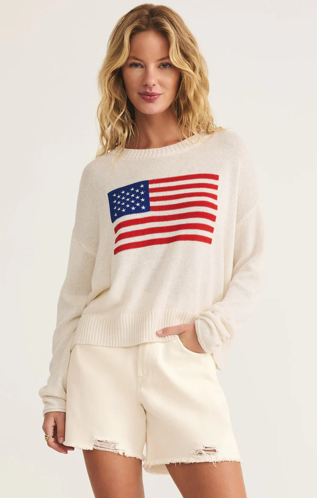 z supply flag sweater: patriotic