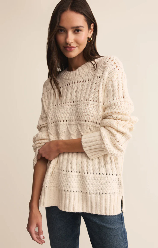 relaxed fit cable knit sweater