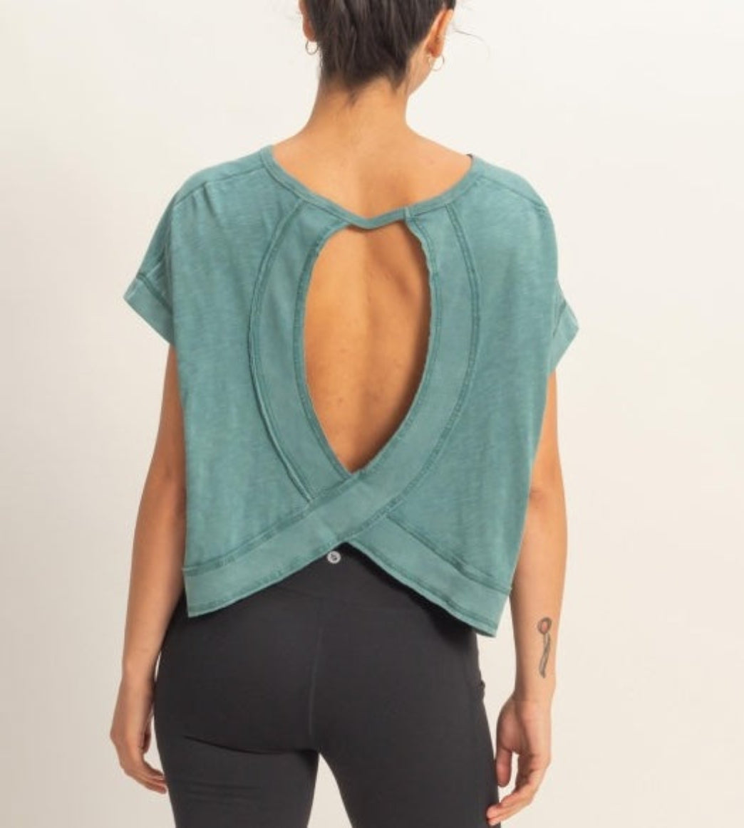Open Back Top Dark Teal - Charley's Boutique