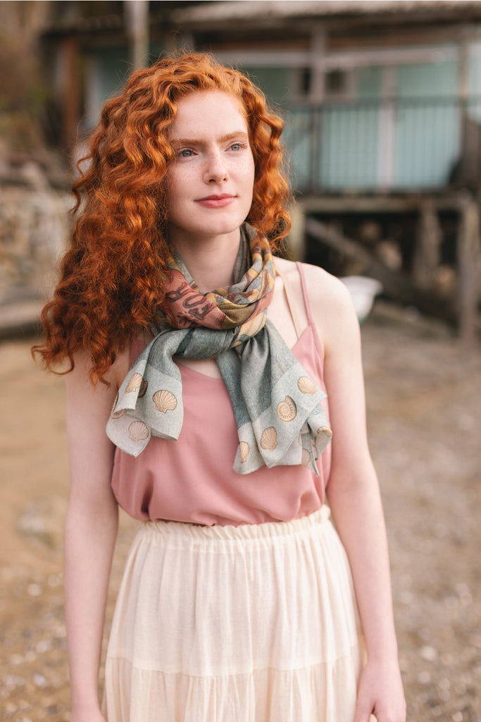 Colorful bamboo scarf that says all aboard for sunrise lands