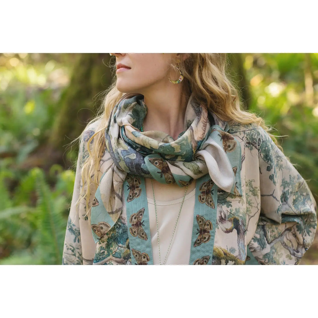 moth an tree print scarf
