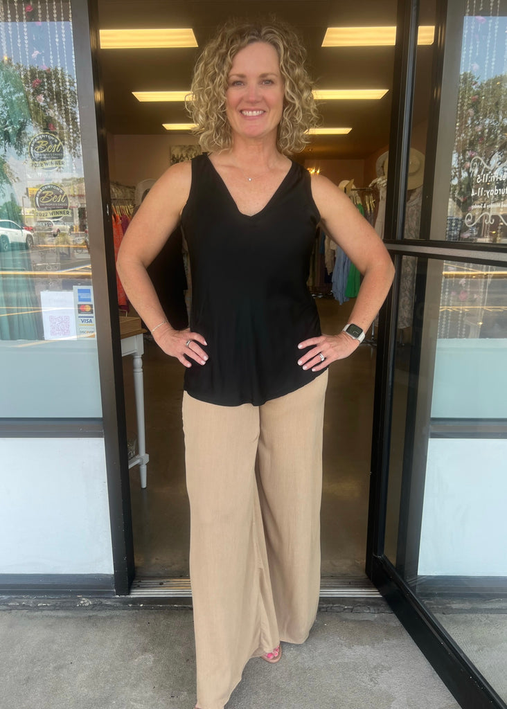 Sleeveless Silk/Viscose V-Neck Tank