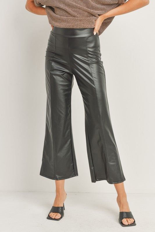 Cropped Faux Leather Pants