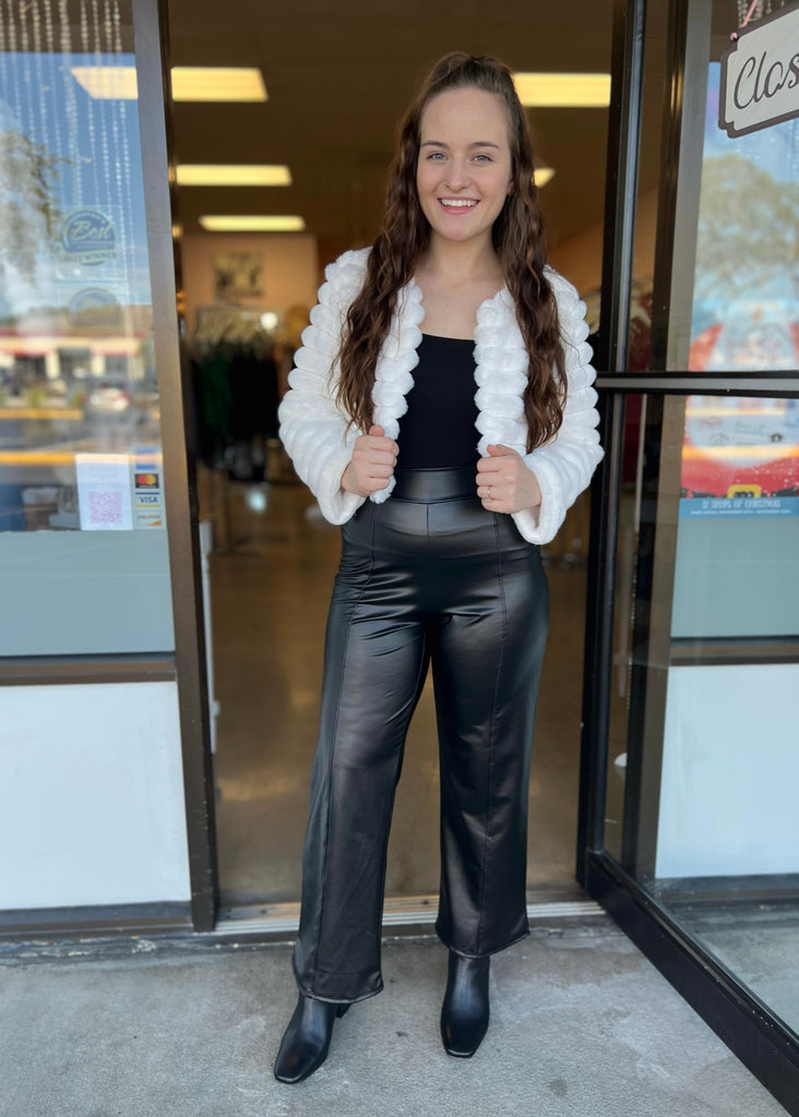 Cropped Faux Leather Pants